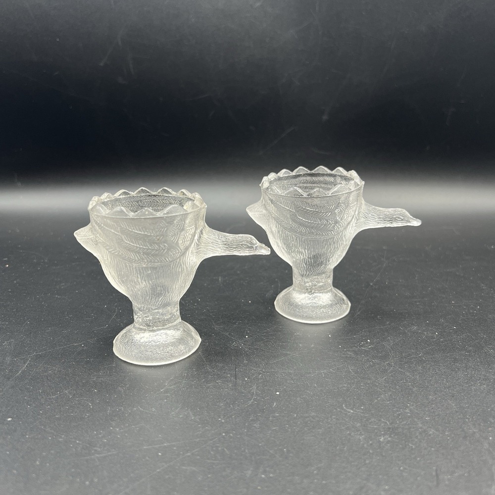 Glass Goose Bird Egg Cup Old Vintage Easter Tooth Pick Holder Candy Container‎